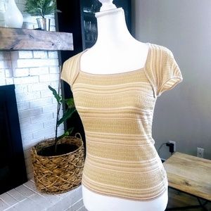 Dana Buchman gold and cream top